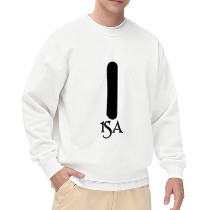 1SA Gothic Logo Minimalist Crewneck Sweatshirt | High-Contrast Streetwear Monogram Pullover, Edgy Casual Top