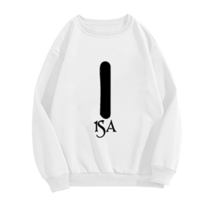 1SA Gothic Logo Minimalist Crewneck Sweatshirt | High-Contrast Streetwear Monogram Pullover, Edgy Casual Top