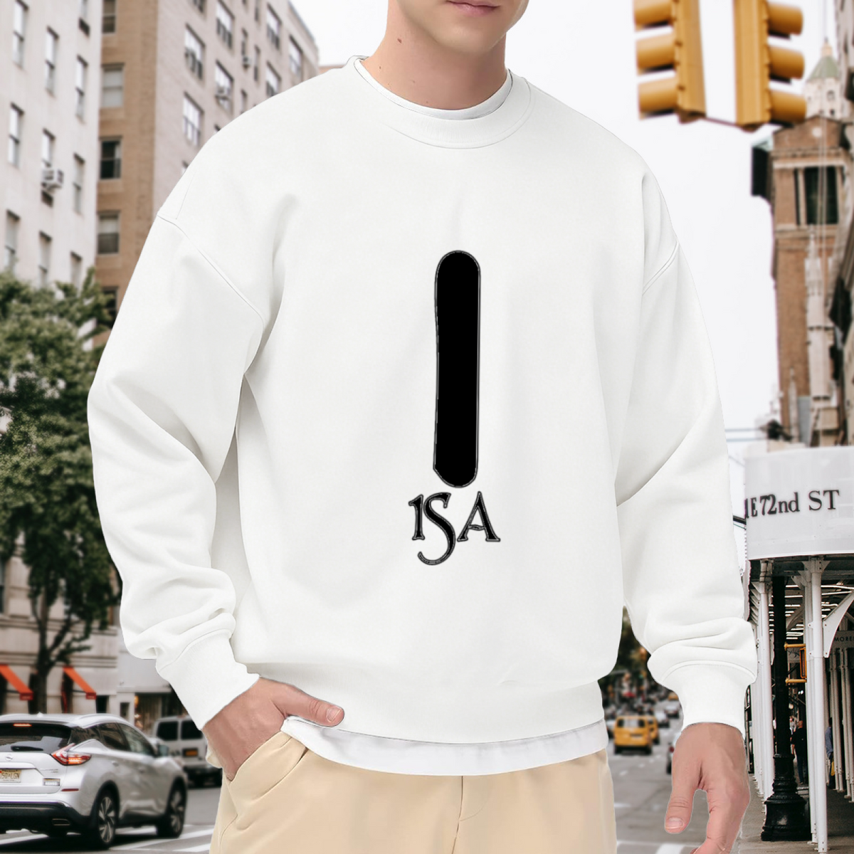 1SA Gothic Logo Minimalist Crewneck Sweatshirt | High-Contrast Streetwear Monogram Pullover, Edgy Casual Top