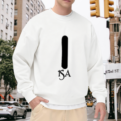 1SA Gothic Logo Minimalist Crewneck Sweatshirt | High-Contrast Streetwear Monogram Pullover, Edgy Casual Top
