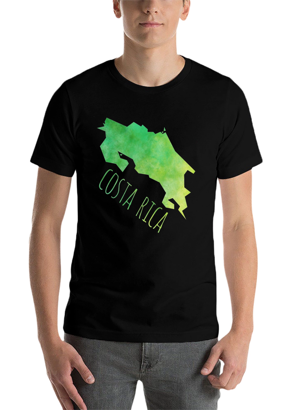 Costa Rica Map Graphic Tee - Black Cotton T-Shirt