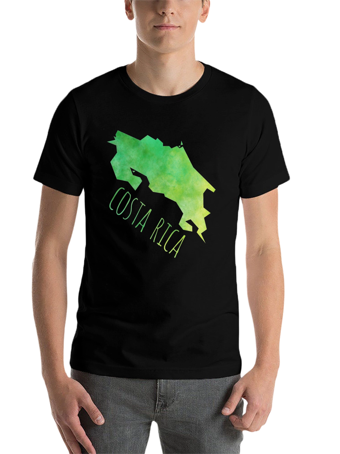 Costa Rica Map Graphic Tee - Black Cotton T-Shirt