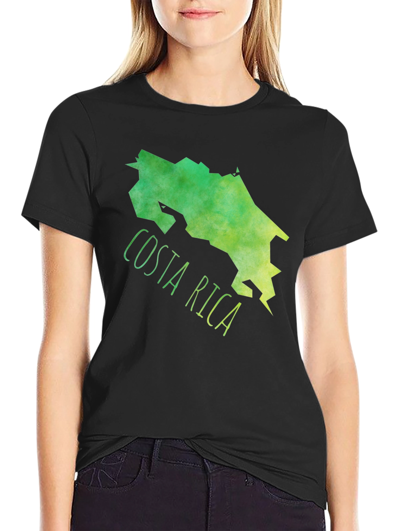 Costa Rica Map Graphic Tee - Black Cotton T-Shirt