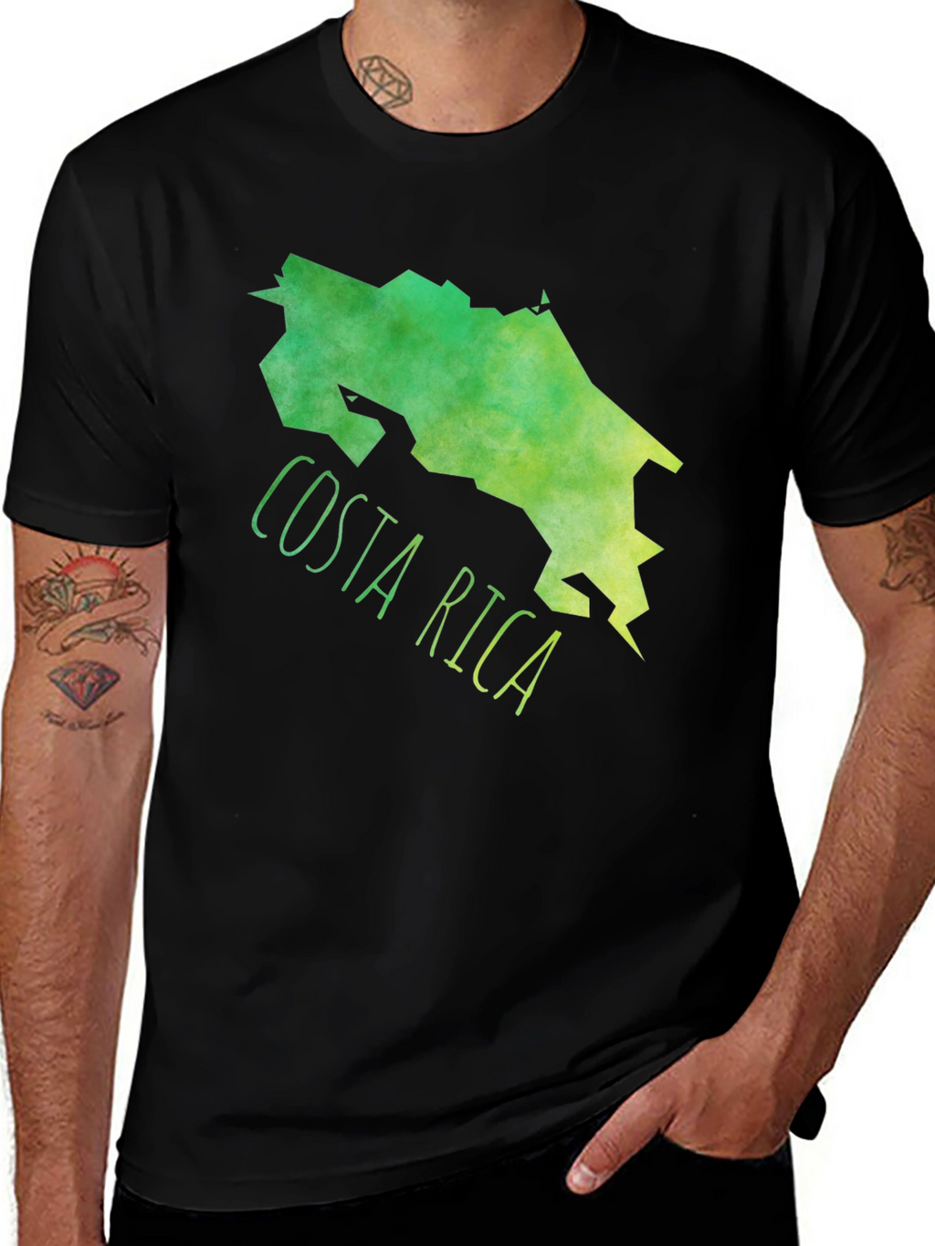 Costa Rica Map Graphic Tee - Black Cotton T-Shirt