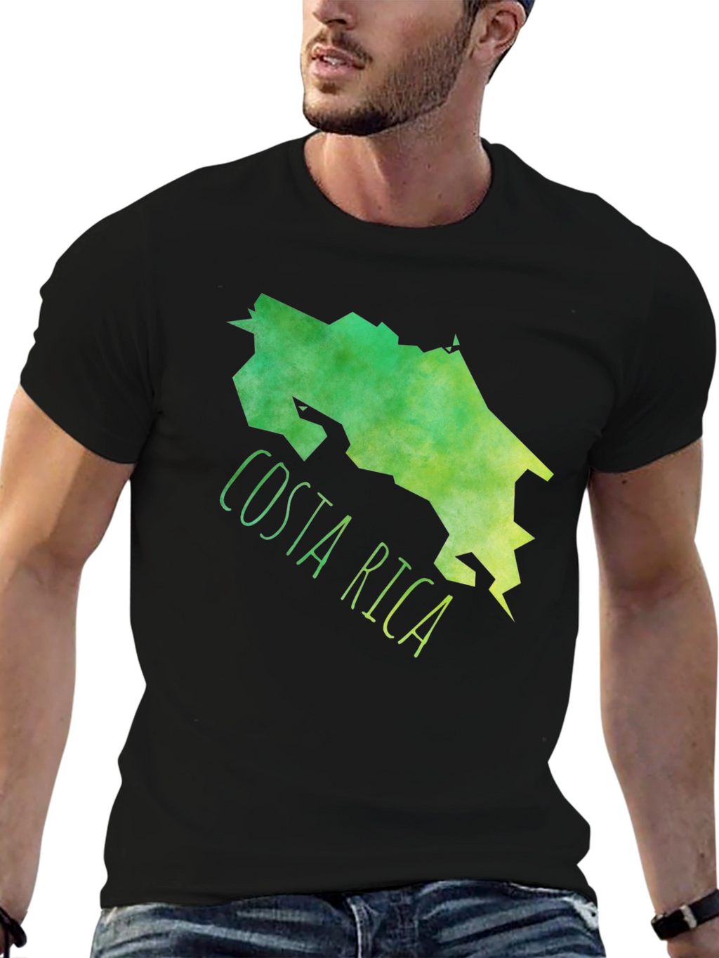 Costa Rica Map Graphic Tee - Black Cotton T-Shirt