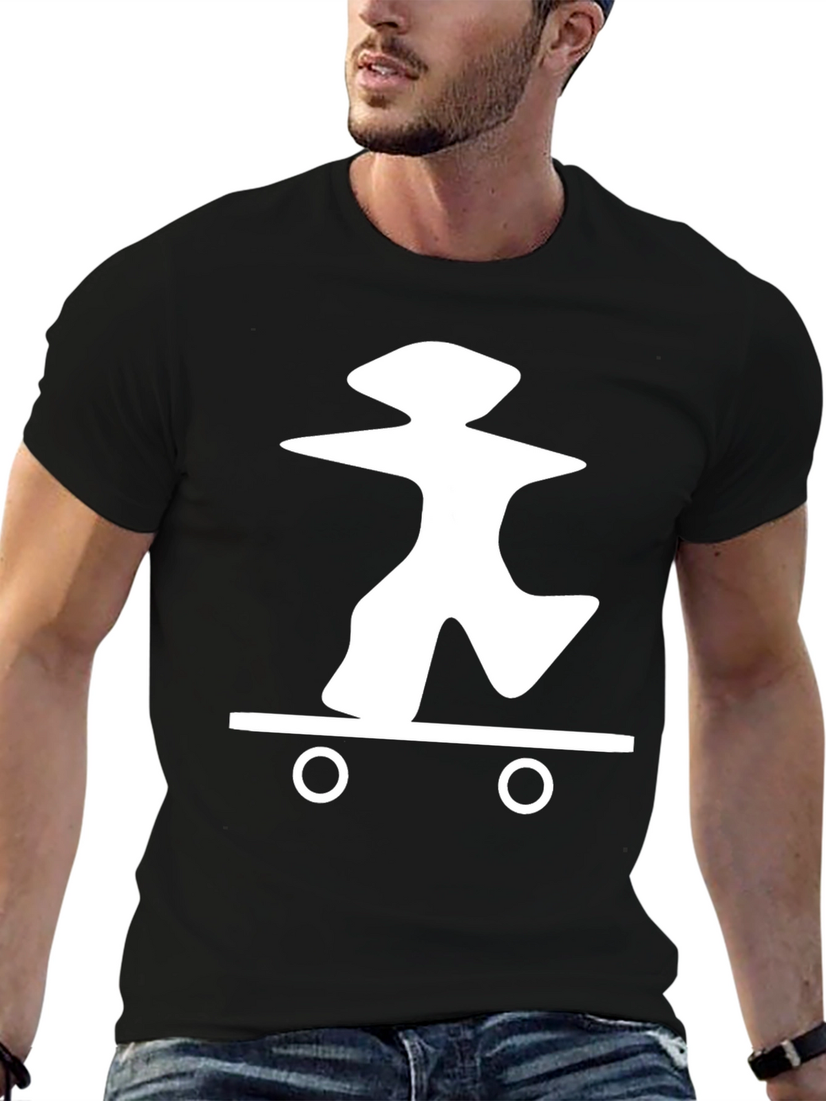Skateboarding Graphic Tee - Casual Black T-Shirt