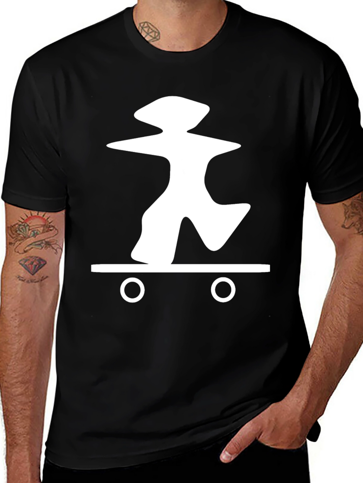 Skateboarding Graphic Tee - Casual Black T-Shirt