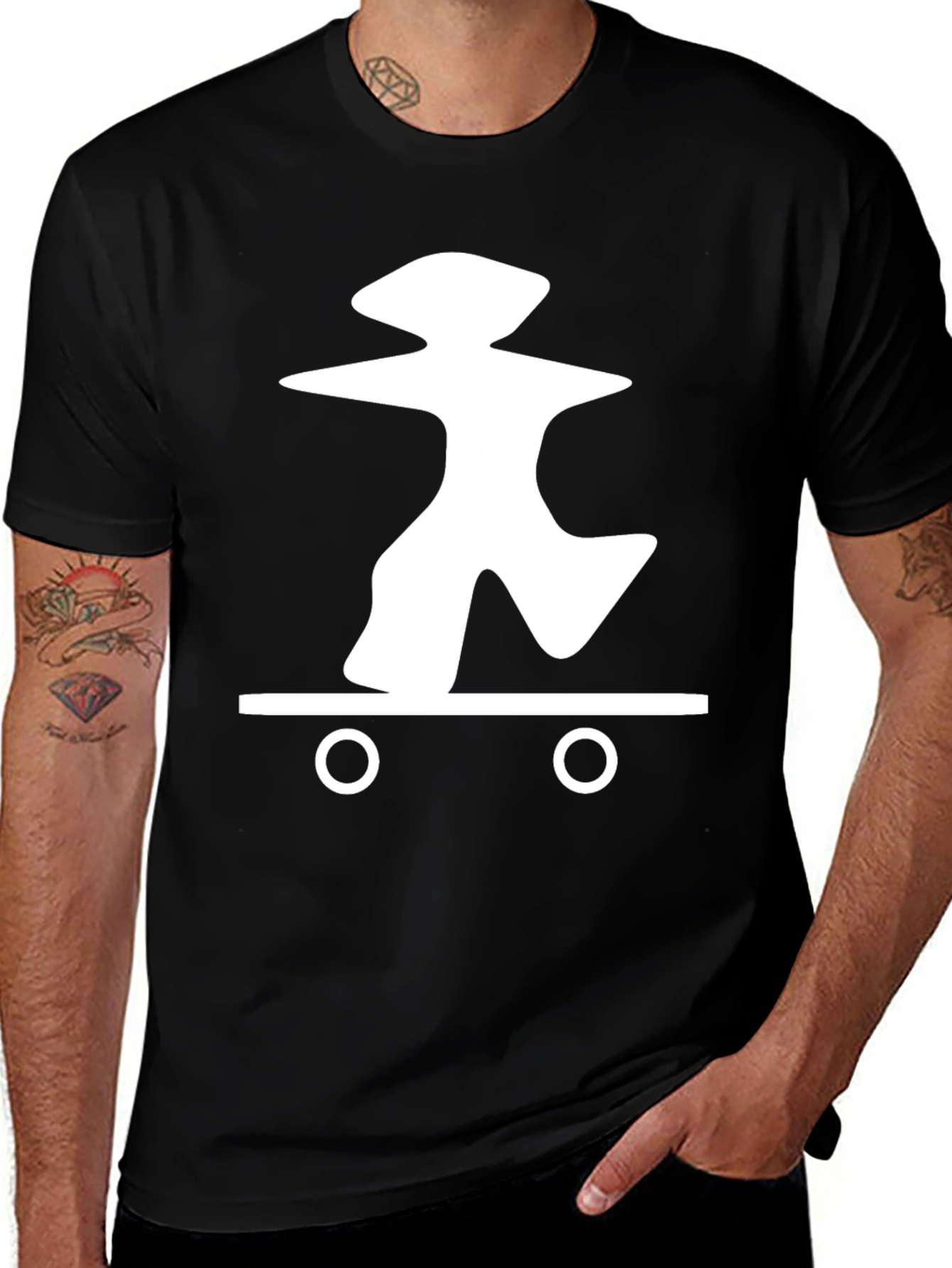 Skateboarding Graphic Tee - Casual Black T-Shirt