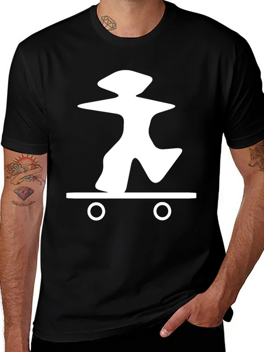 Skateboarding Graphic Tee - Casual Black T-Shirt