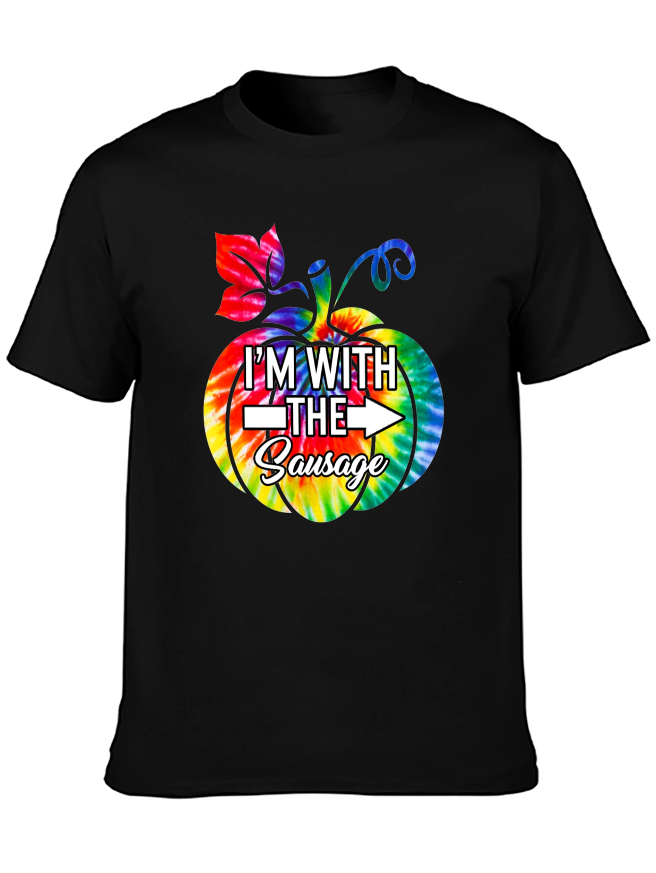 Im With The Sausage Pumpkin Tie-Dye Funny T-Shirt