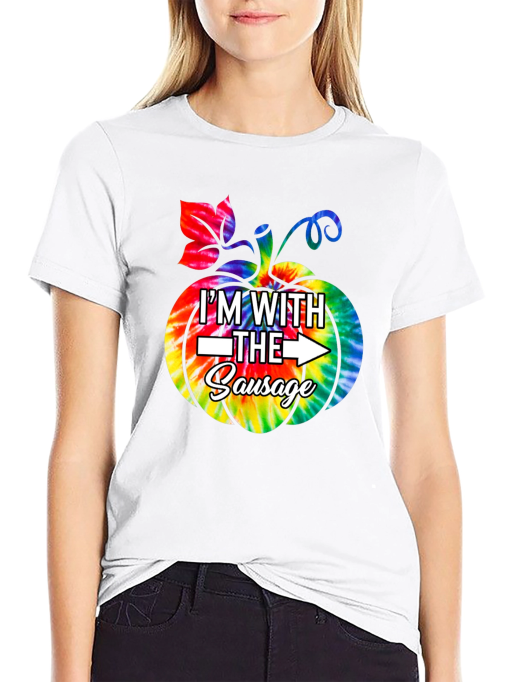 Im With The Sausage Pumpkin Tie-Dye Funny T-Shirt