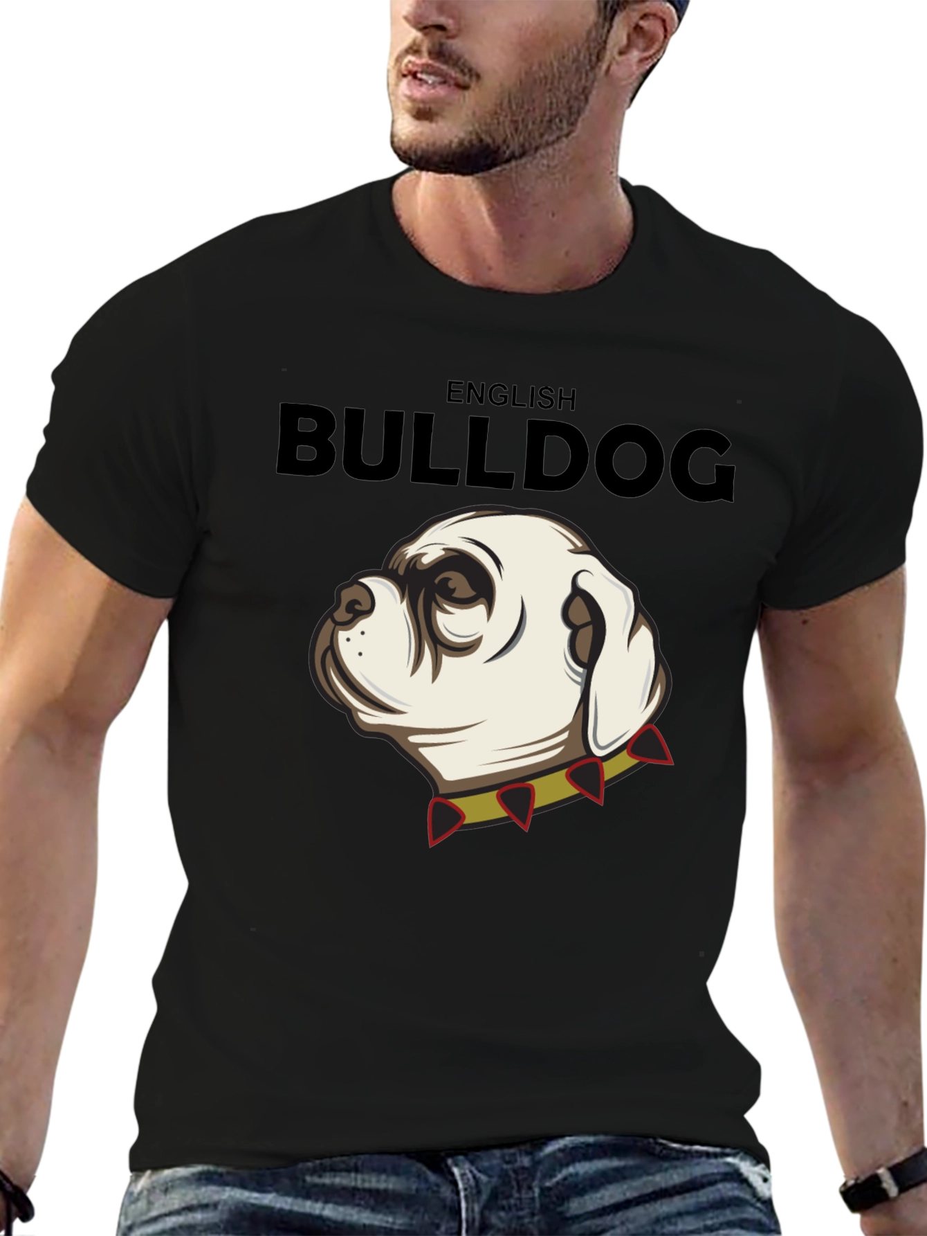English Bulldog Graphic Tee - Black Cotton Shirt