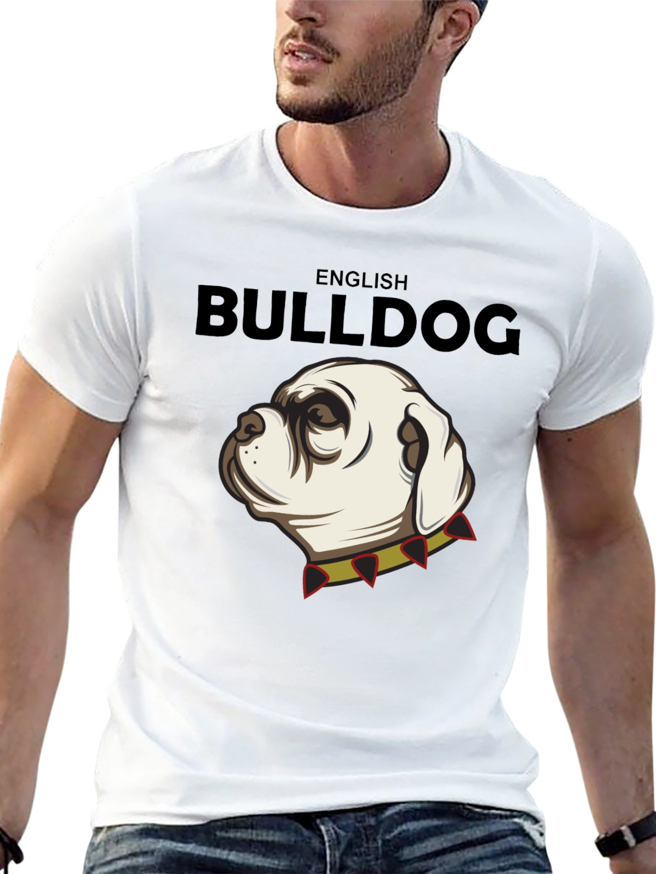 English Bulldog Graphic Tee - Black Cotton Shirt