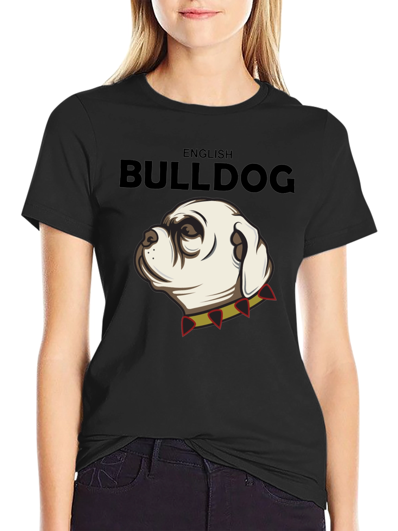 English Bulldog Graphic Tee - Black Cotton Shirt