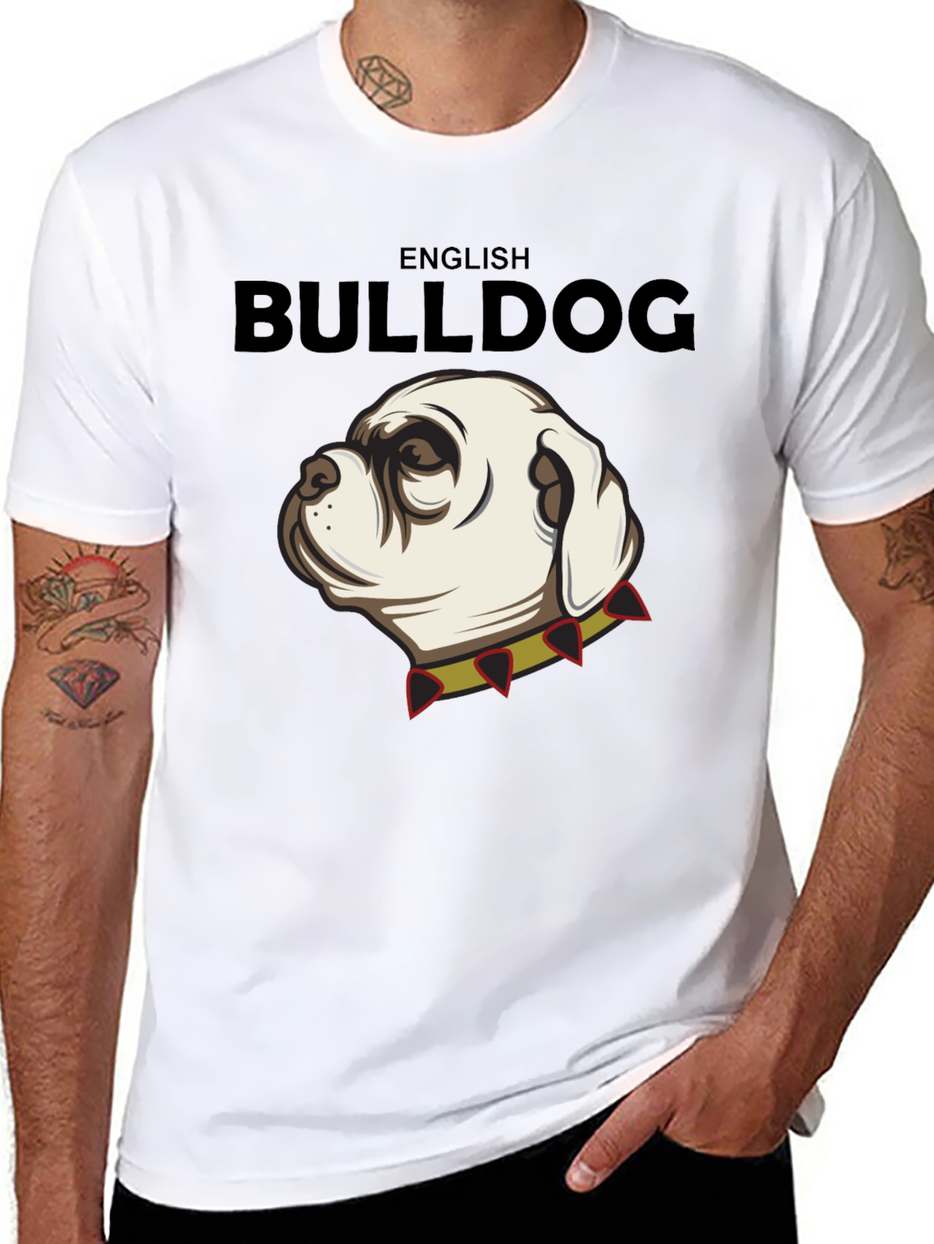 English Bulldog Graphic Tee - Black Cotton Shirt