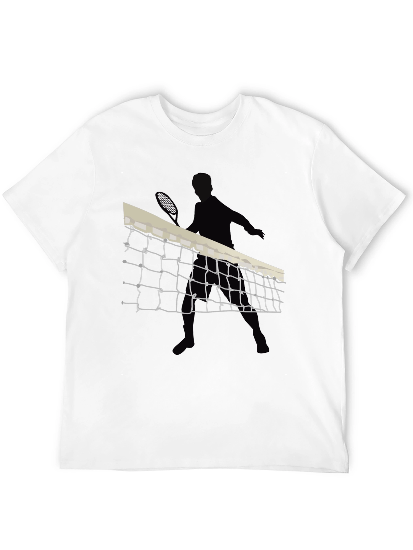 Tennis Net Graphic Tee - Black Cotton T-Shirt