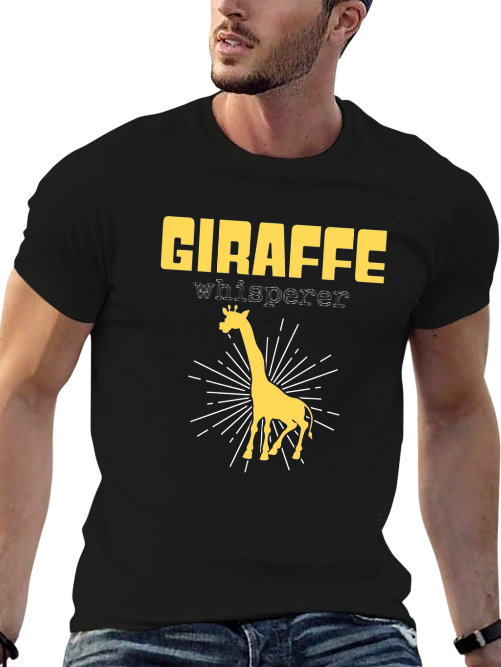 Giraffe Whisperer Graphic T-Shirt - Black