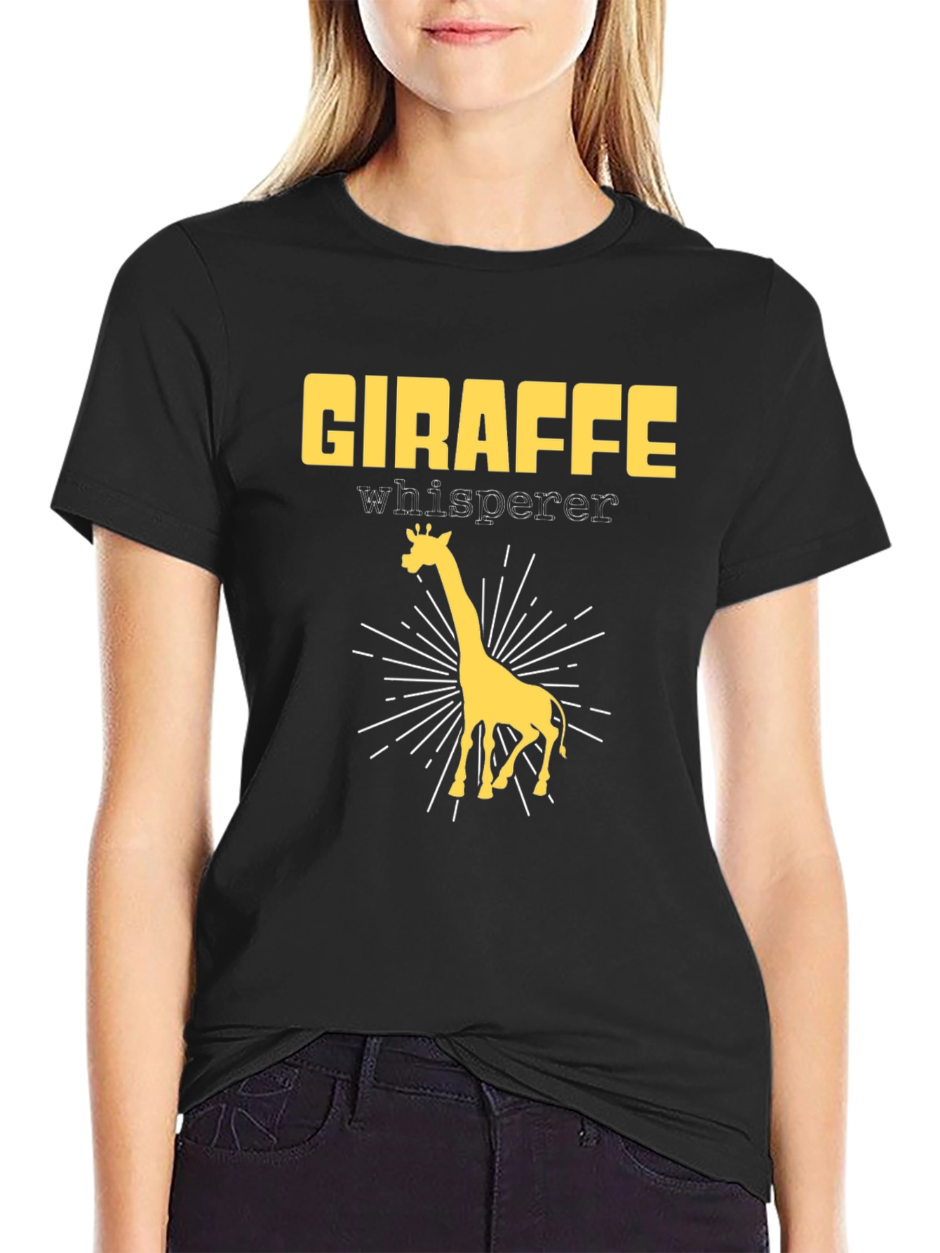 Giraffe Whisperer Graphic T-Shirt - Black