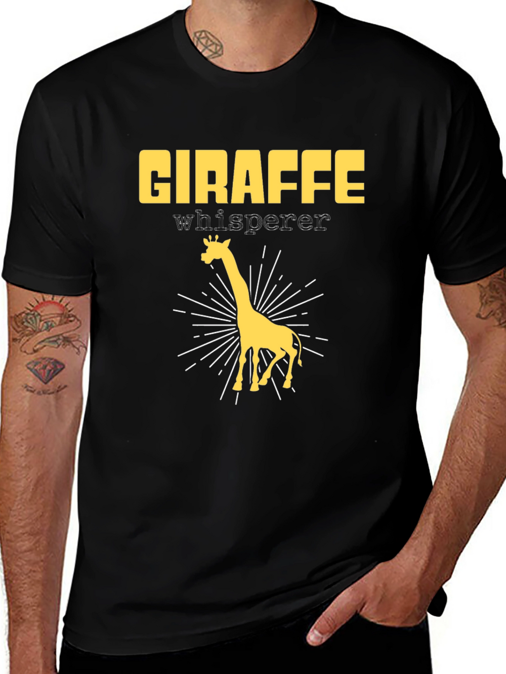 Giraffe Whisperer Graphic T-Shirt - Black