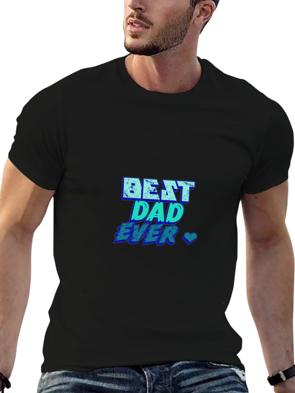 Best Dad Ever T-Shirt - Blue Graphic Print