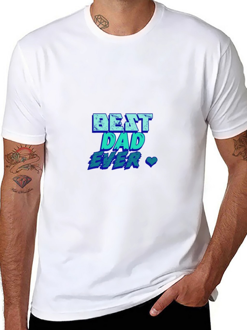 Best Dad Ever T-Shirt - Blue Graphic Print