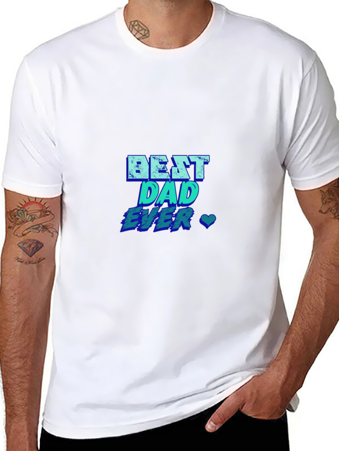 Best Dad Ever T-Shirt - Blue Graphic Print