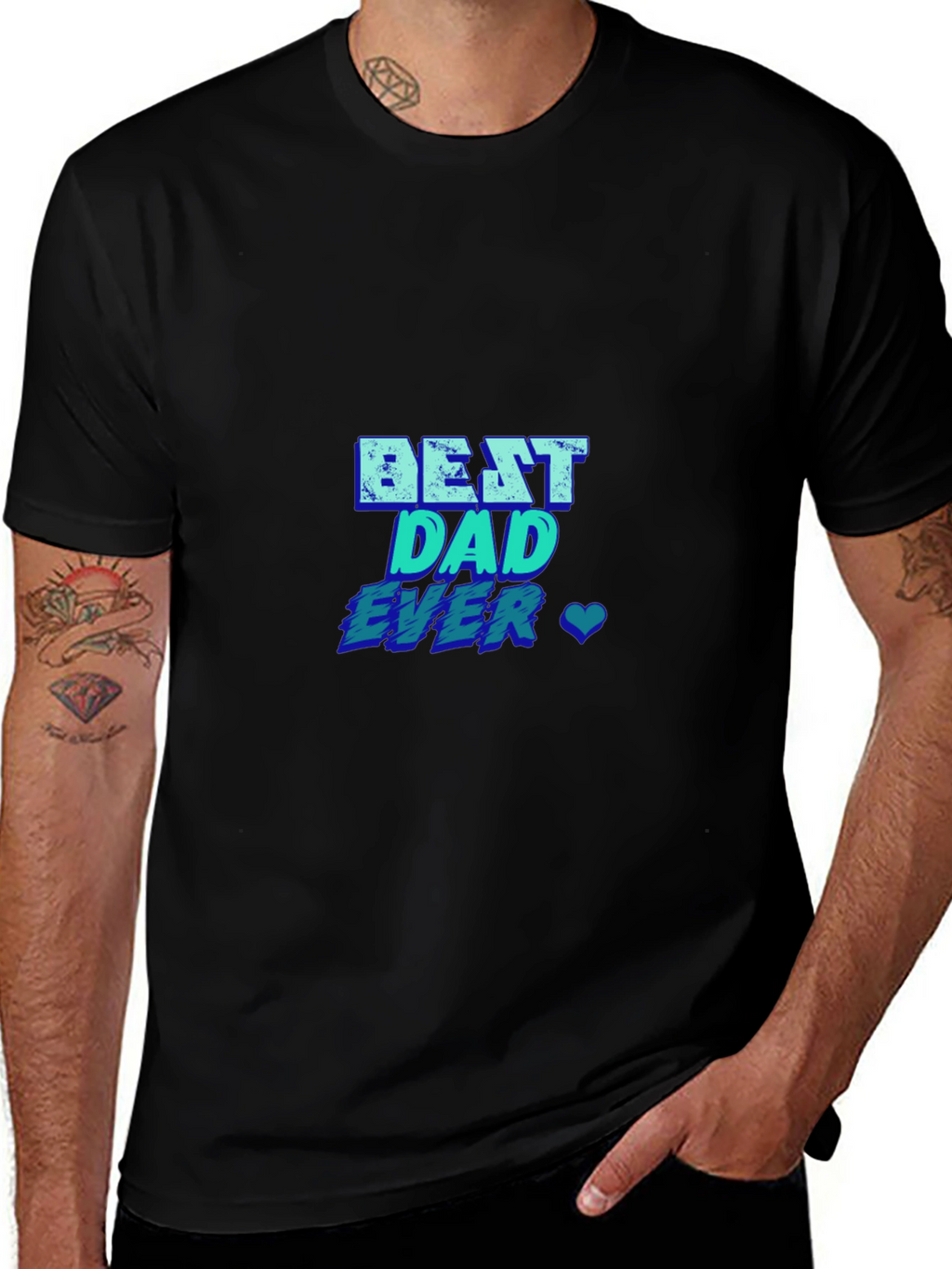 Best Dad Ever T-Shirt - Blue Graphic Print