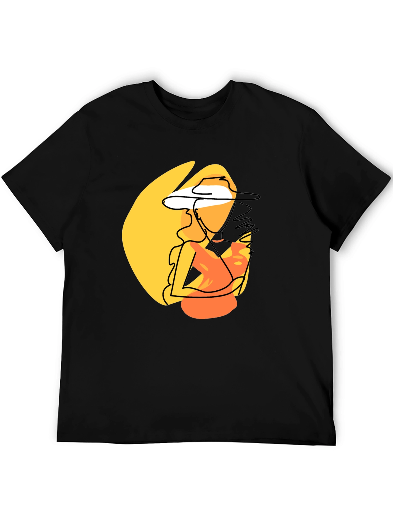 Abstract Woman Graphic Print T-Shirt - Black
