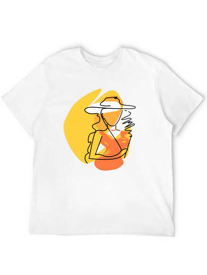 Abstract Woman Graphic Print T-Shirt - Black