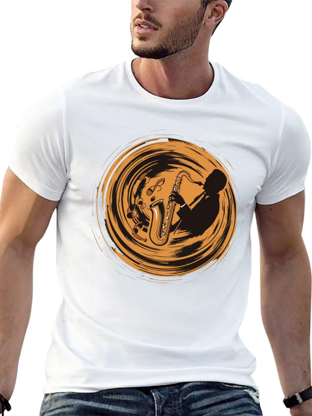 Saxophone Player Graphic Tee - Cool Music T-Shirt