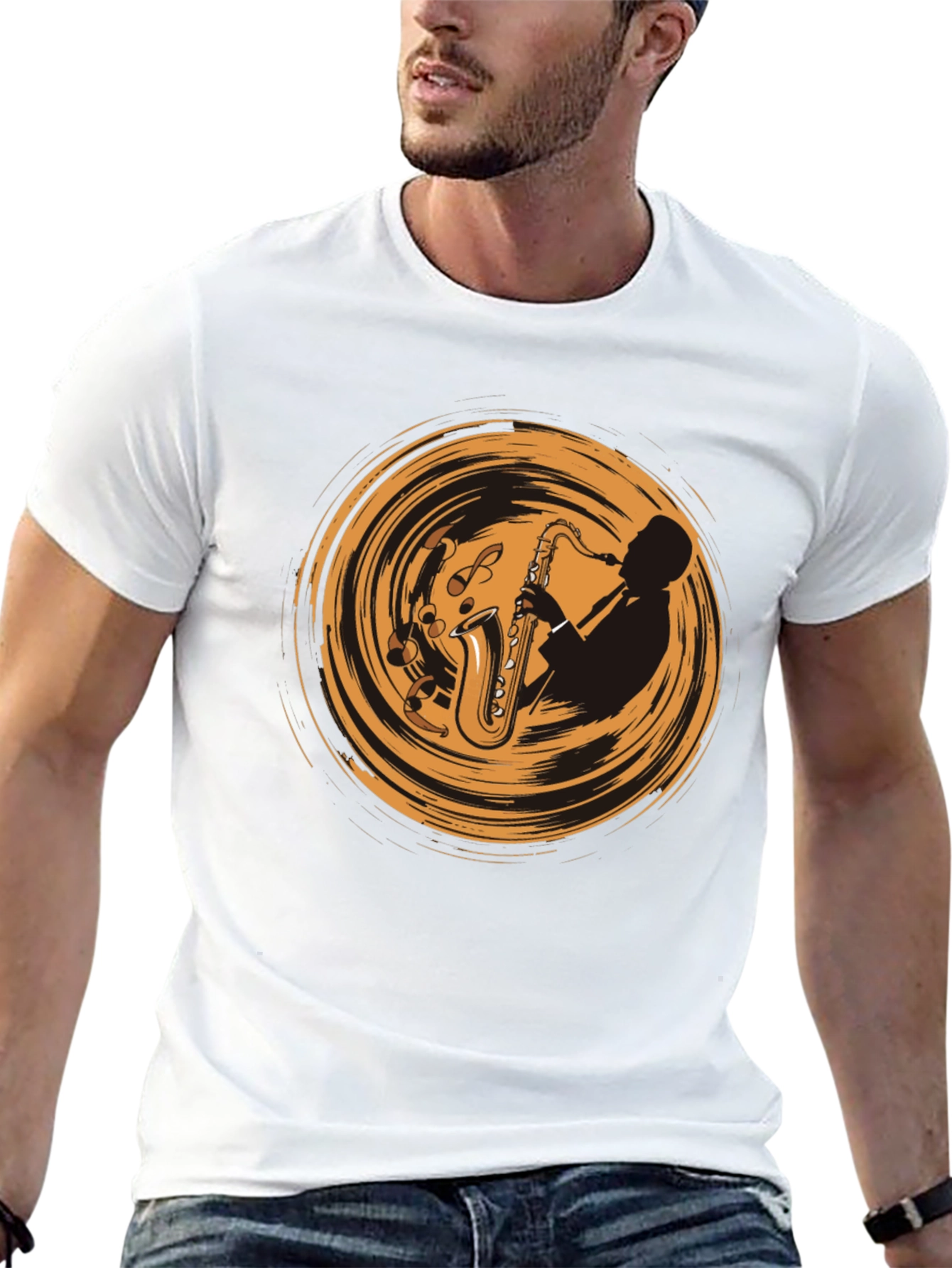 Saxophone Player Graphic Tee - Cool Music T-Shirt