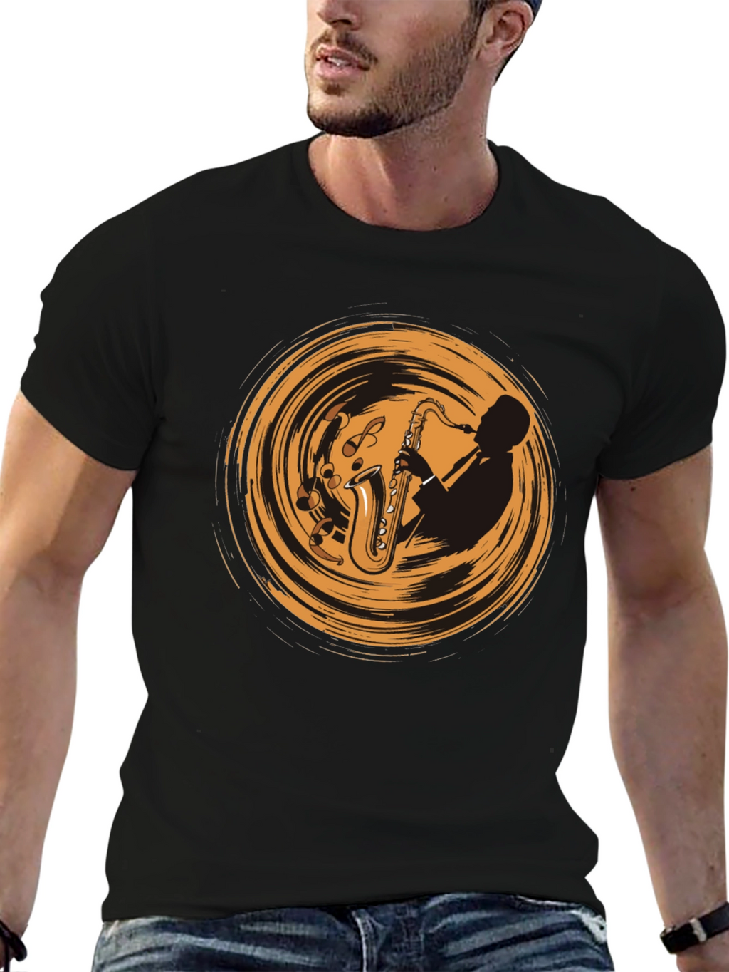 Saxophone Player Graphic Tee - Cool Music T-Shirt
