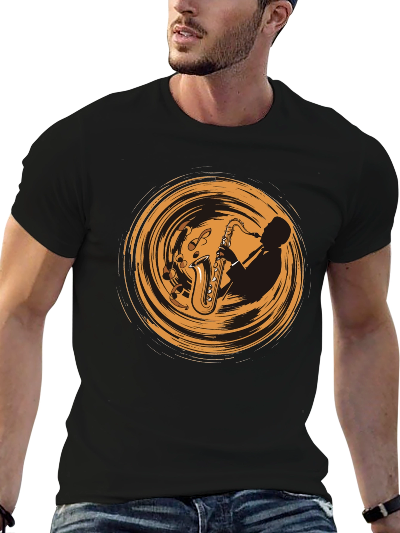 Saxophone Player Graphic Tee - Cool Music T-Shirt