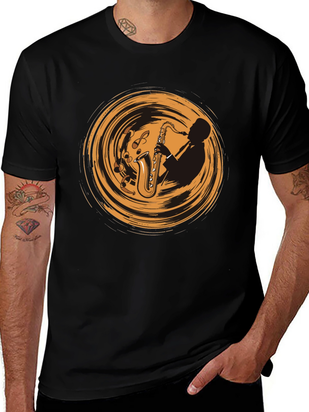 Saxophone Player Graphic Tee - Cool Music T-Shirt