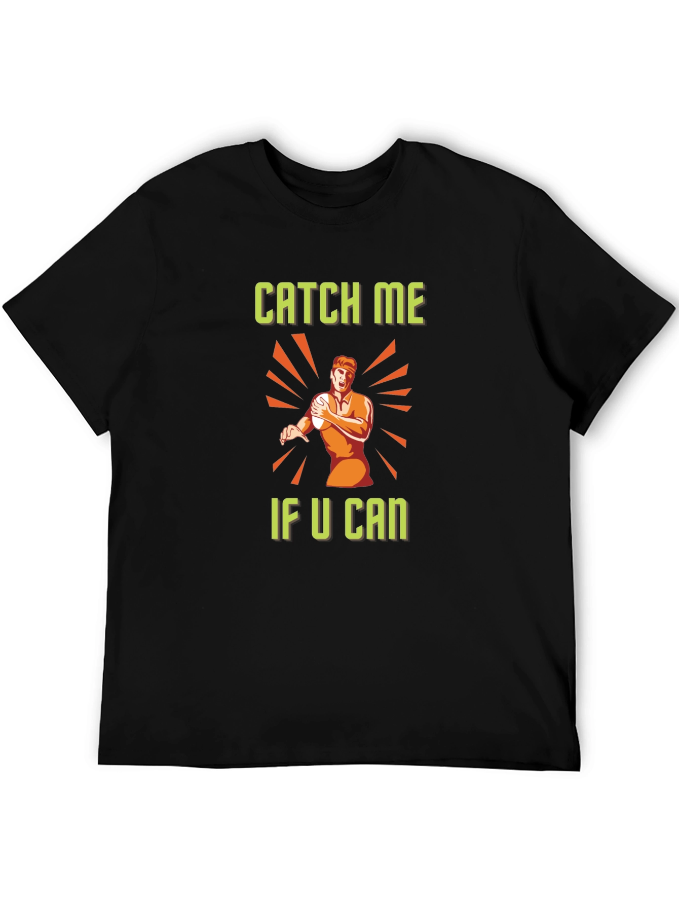 Catch Me If You Can Graphic Tee - Black Cotton Casual T-Shirt
