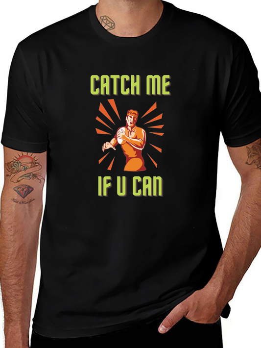 Catch Me If You Can Graphic Tee - Black Cotton Casual T-Shirt