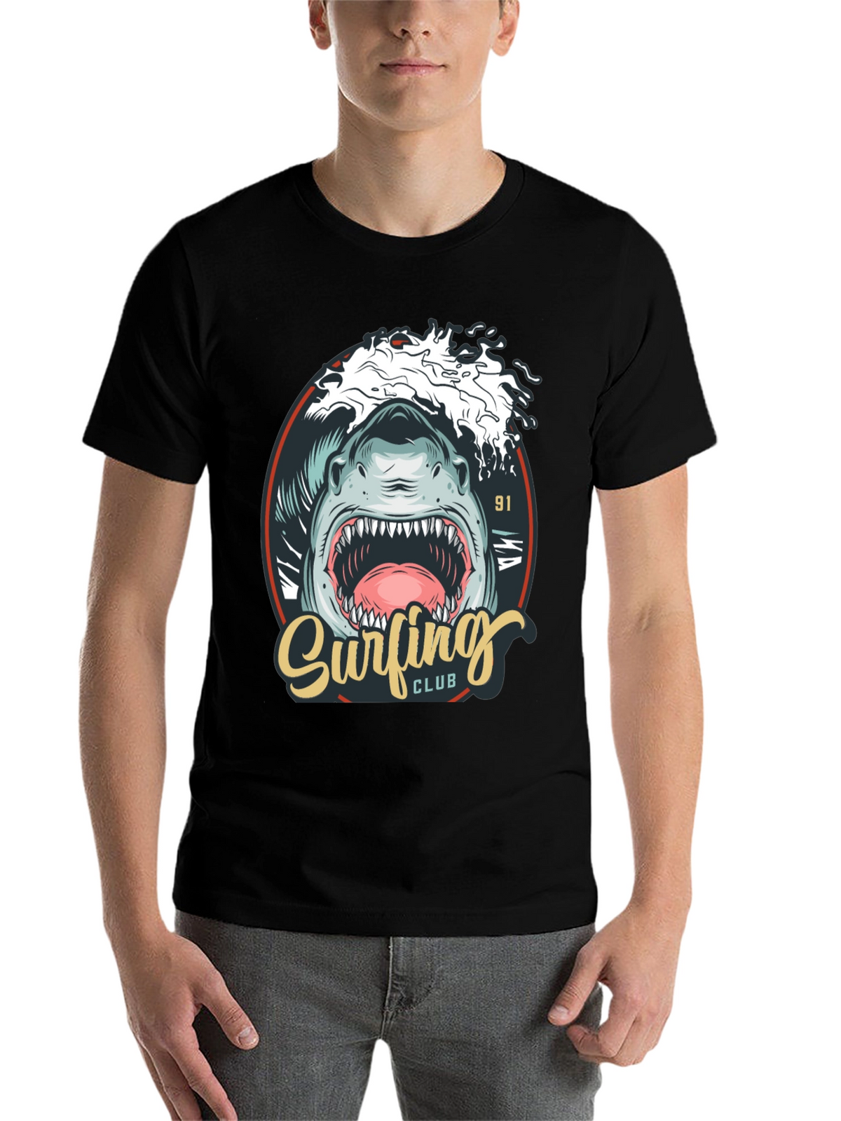 Surfing Club Shark Graphic T-Shirt