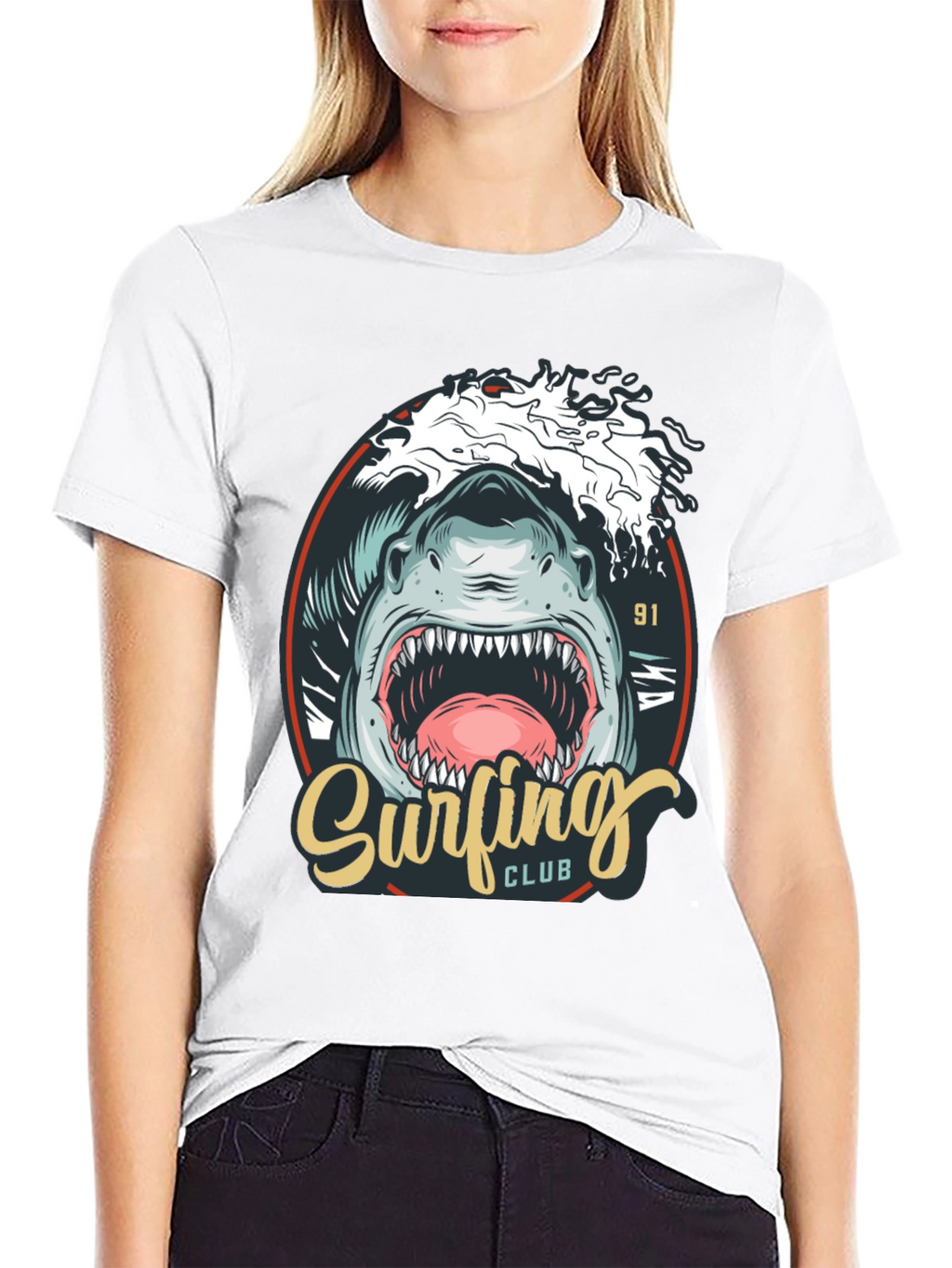Surfing Club Shark Graphic T-Shirt