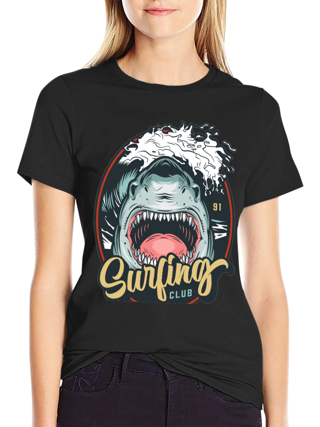 Surfing Club Shark Graphic T-Shirt