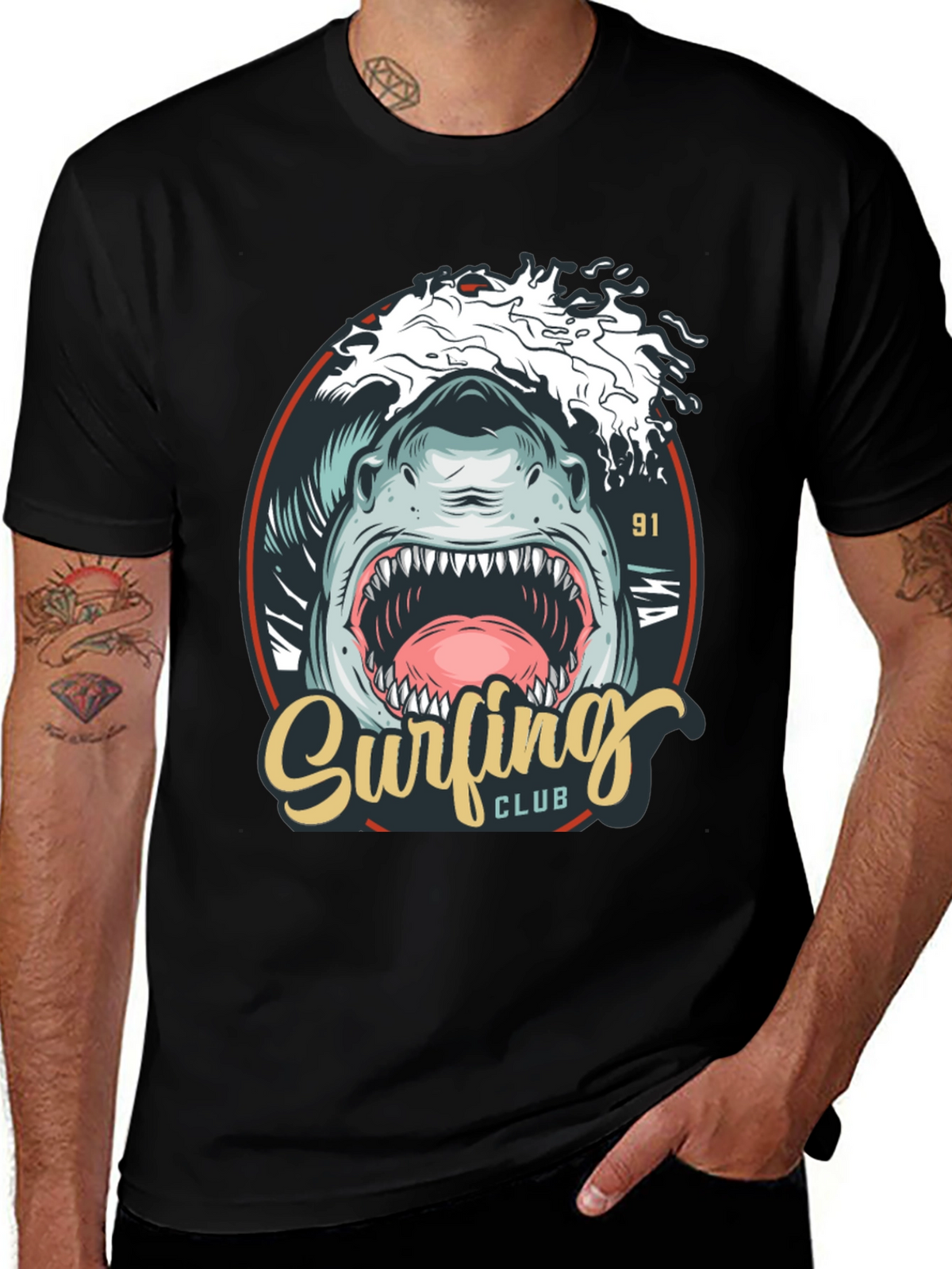 Surfing Club Shark Graphic T-Shirt