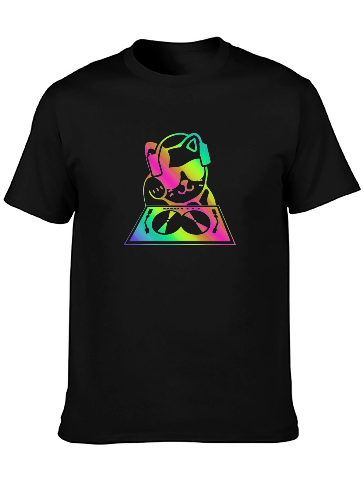 DJ Lucky Cat Graphic Tee - Black T-Shirt