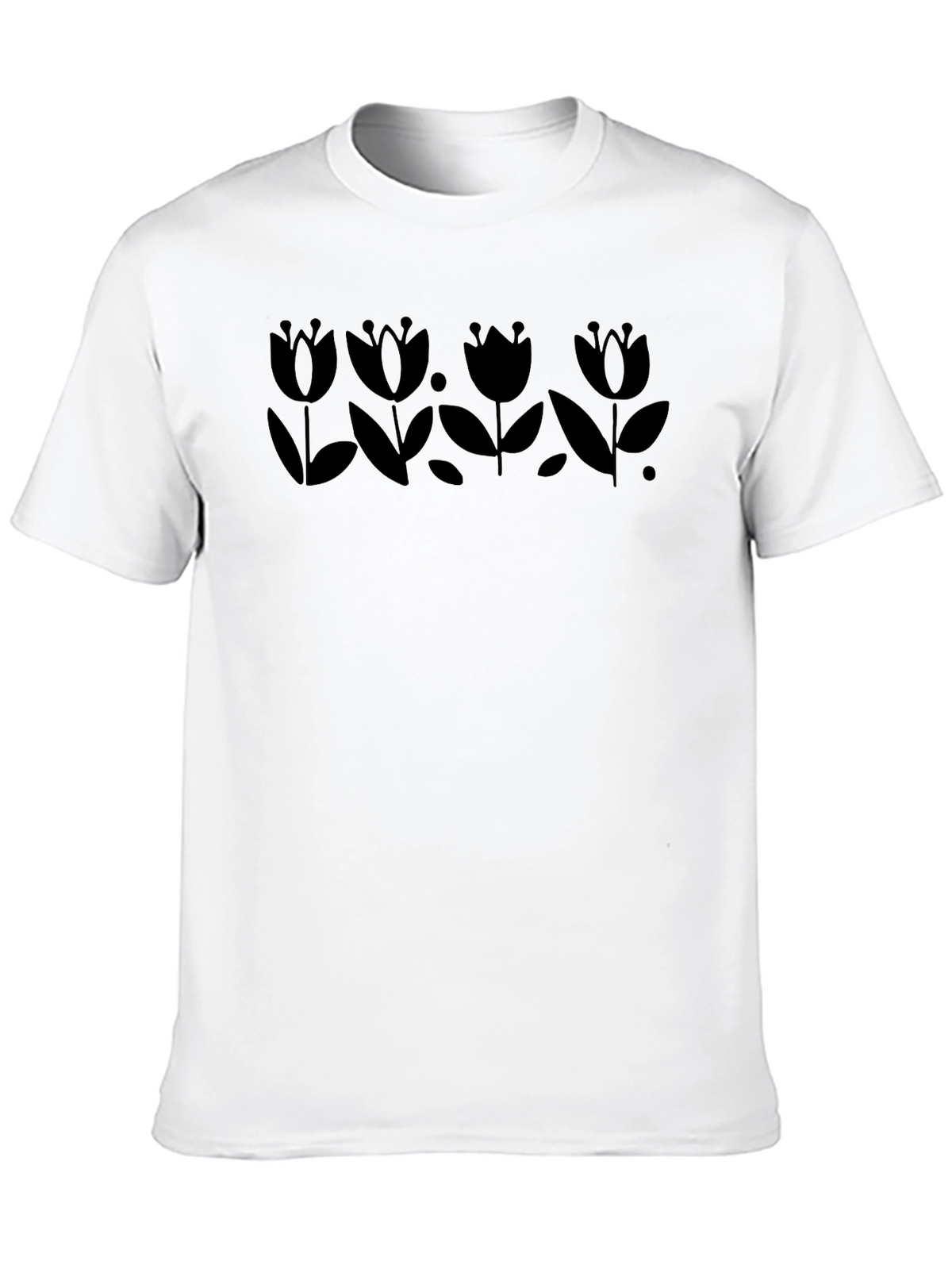 Floral Silhouette Black T-Shirt