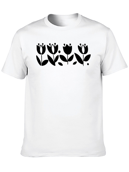 Floral Silhouette Black T-Shirt