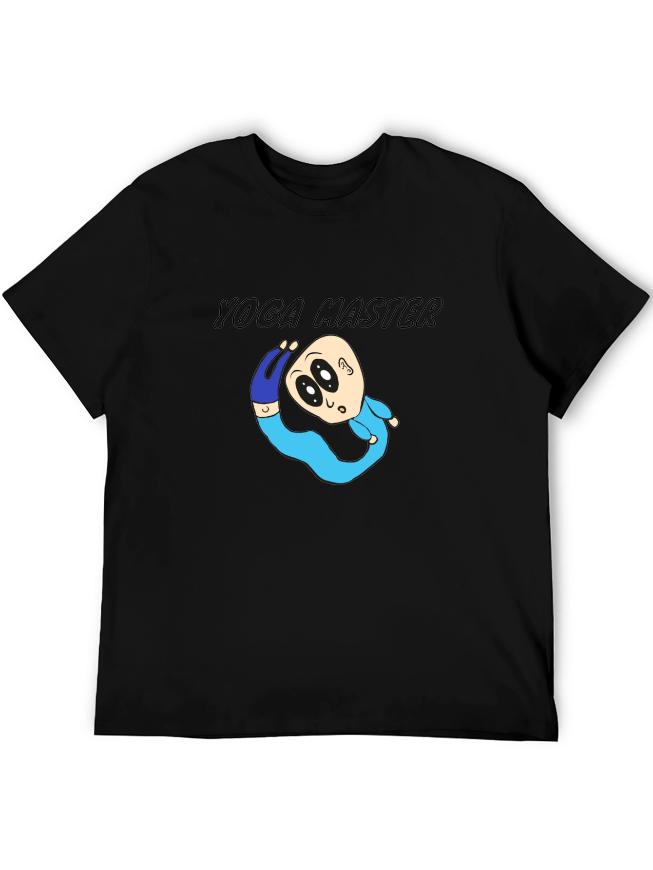 Yoga Master Cartoon Black T-Shirt