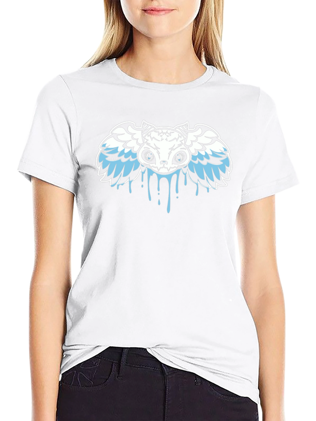 Winged Skull Drip Graphic Tee - Black