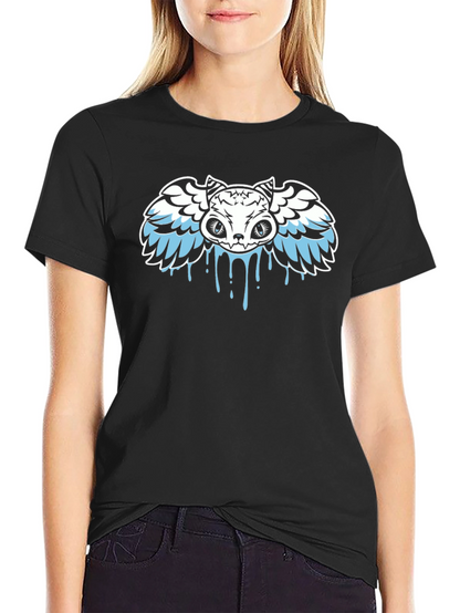 Winged Skull Drip Graphic Tee - Black