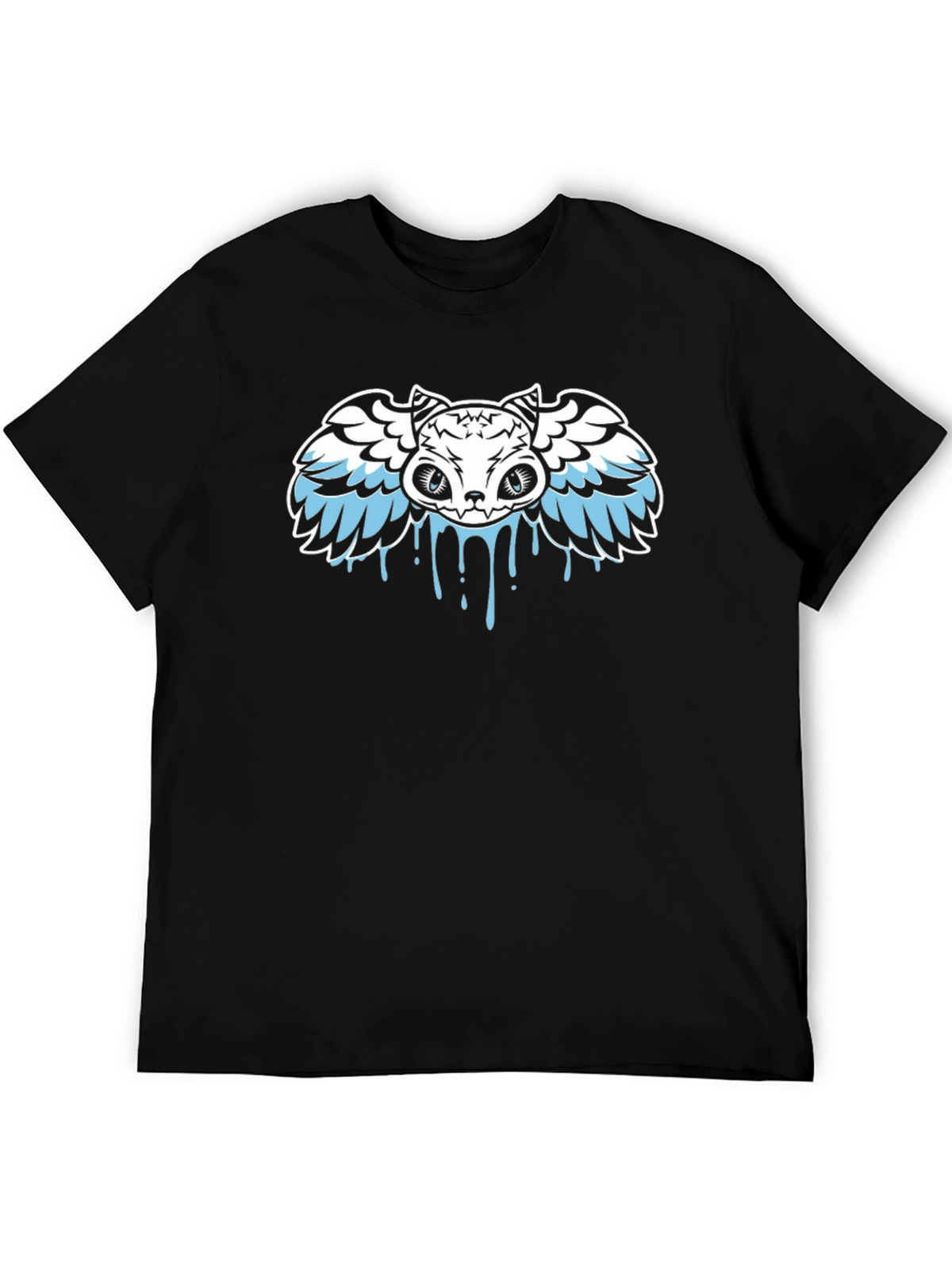Winged Skull Drip Graphic Tee - Black