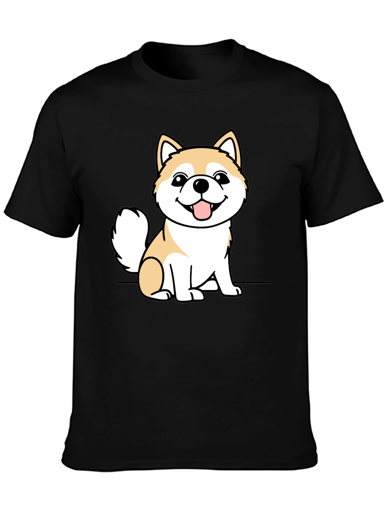 Cute Shiba Inu Dog Graphic Tee - Black