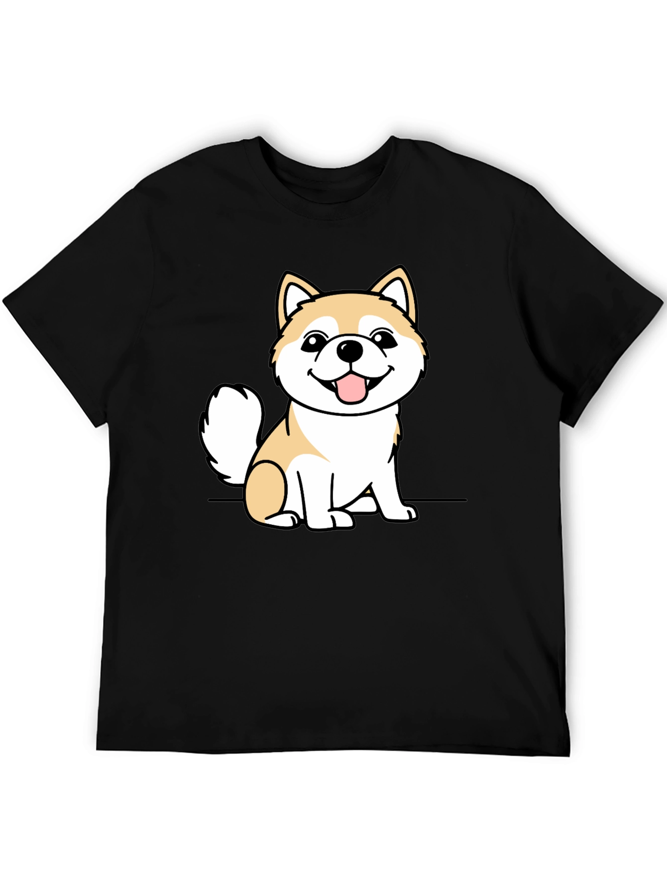 Cute Shiba Inu Dog Graphic Tee - Black