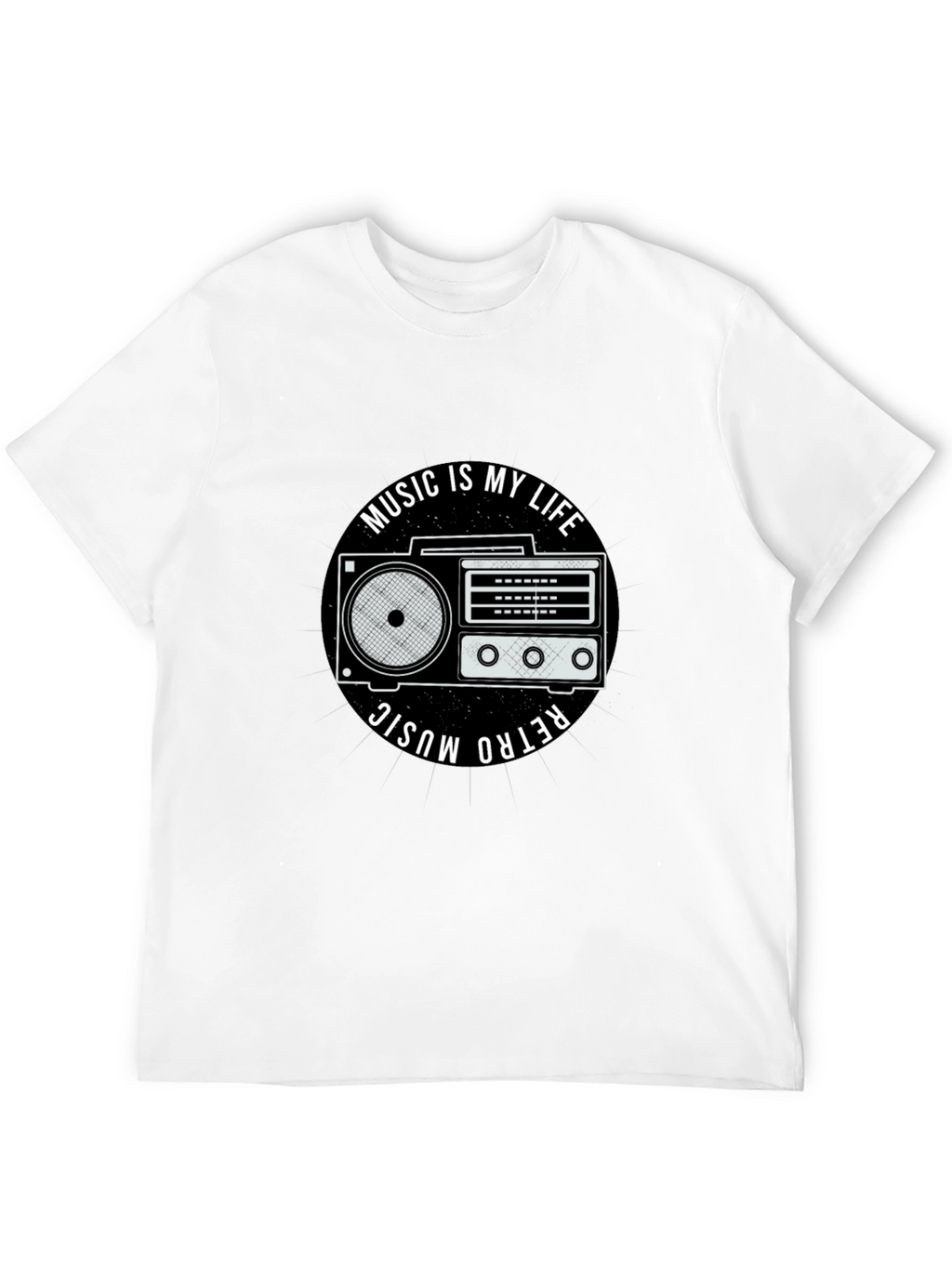 Retro Music is My Life Black Graphic Tee
